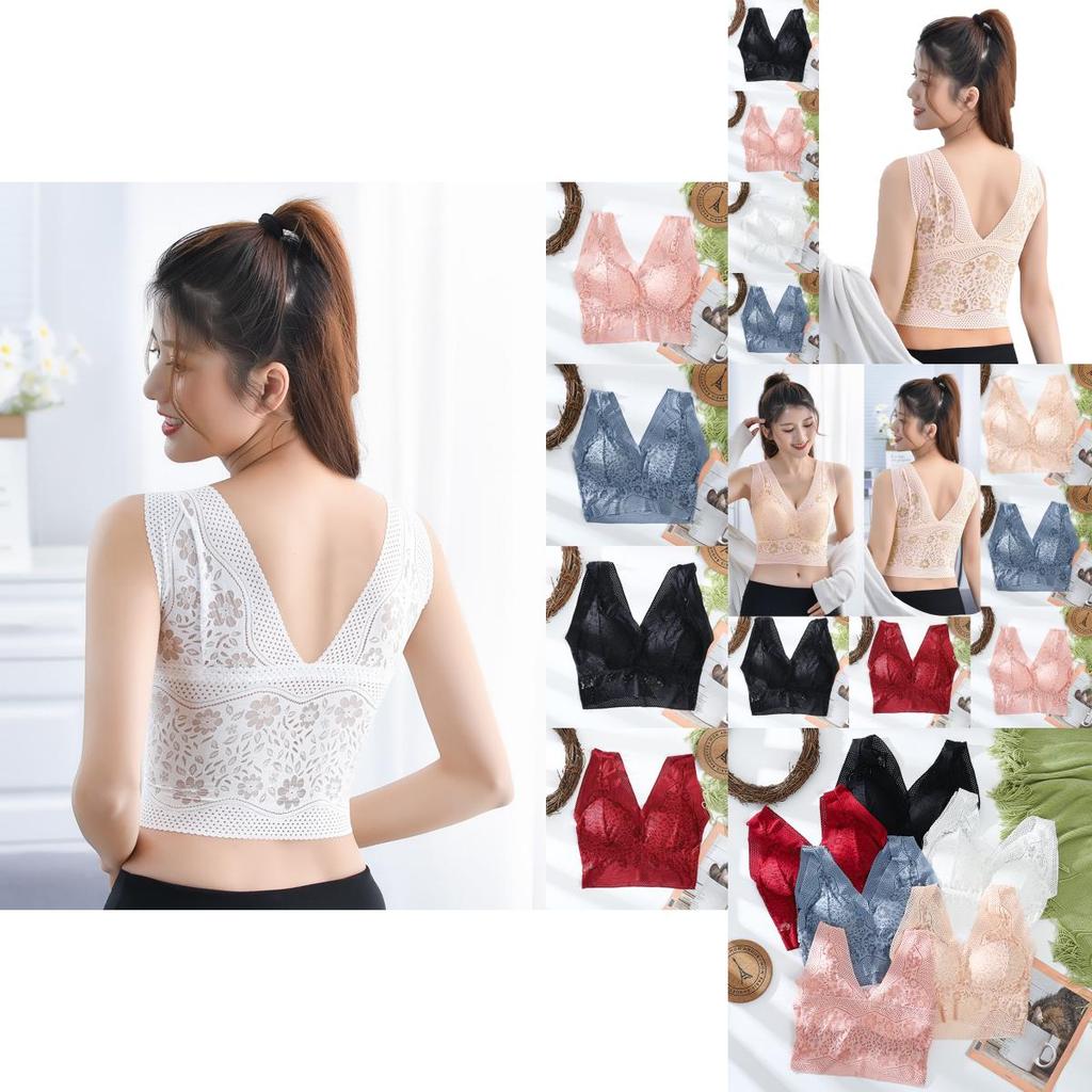 Eleganter, nahtloser Sport-BH aus Spitze mit Push-up-Effekt für sexy Yoga und Fitness