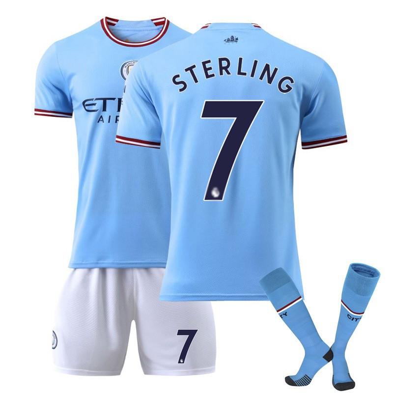 2223 Manchester City Jersey No. 17 De Braunet Home Away Children Adult 10 Aguero Football Set