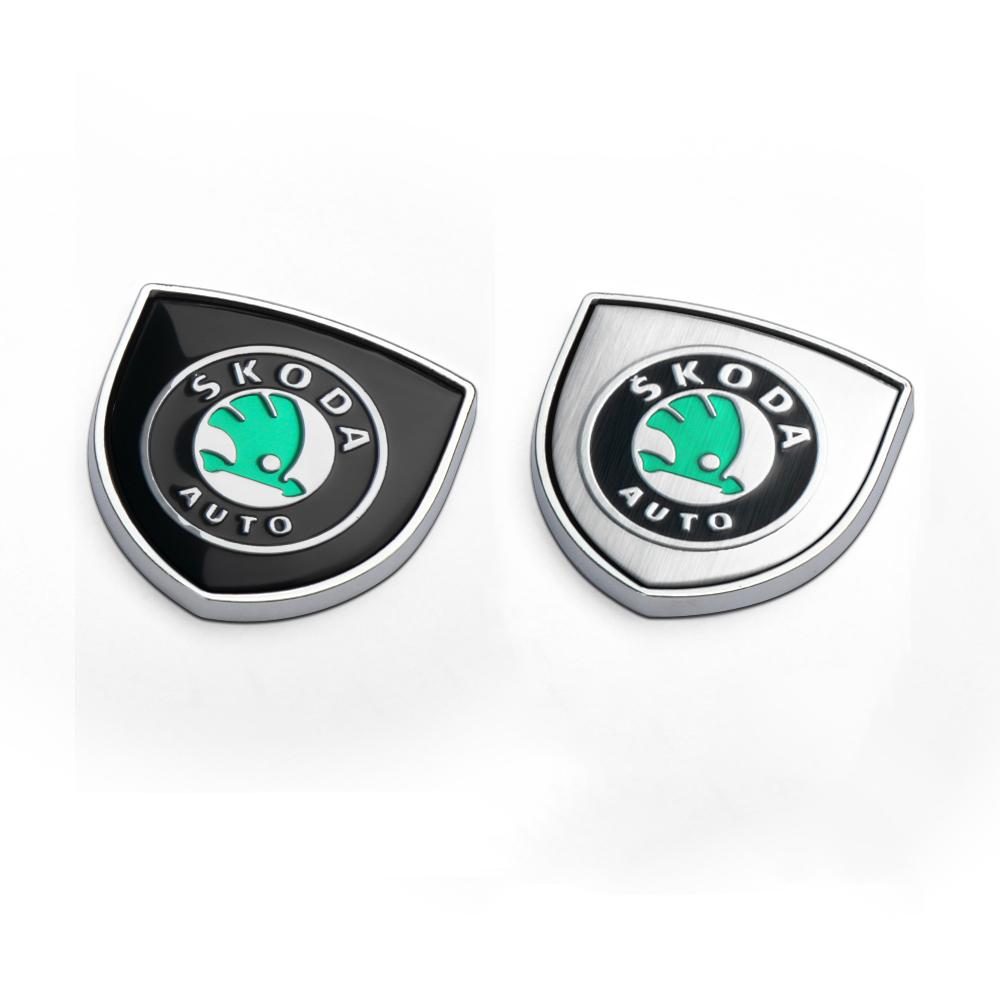 AAAAA1 1/2Pcs Car Accessories 3D Metal Shield Body Trunk Emblem Stickers For Skoda Octavia 5 7 Rapid Fabia A7 Superb KAMIQ Roomster VRS