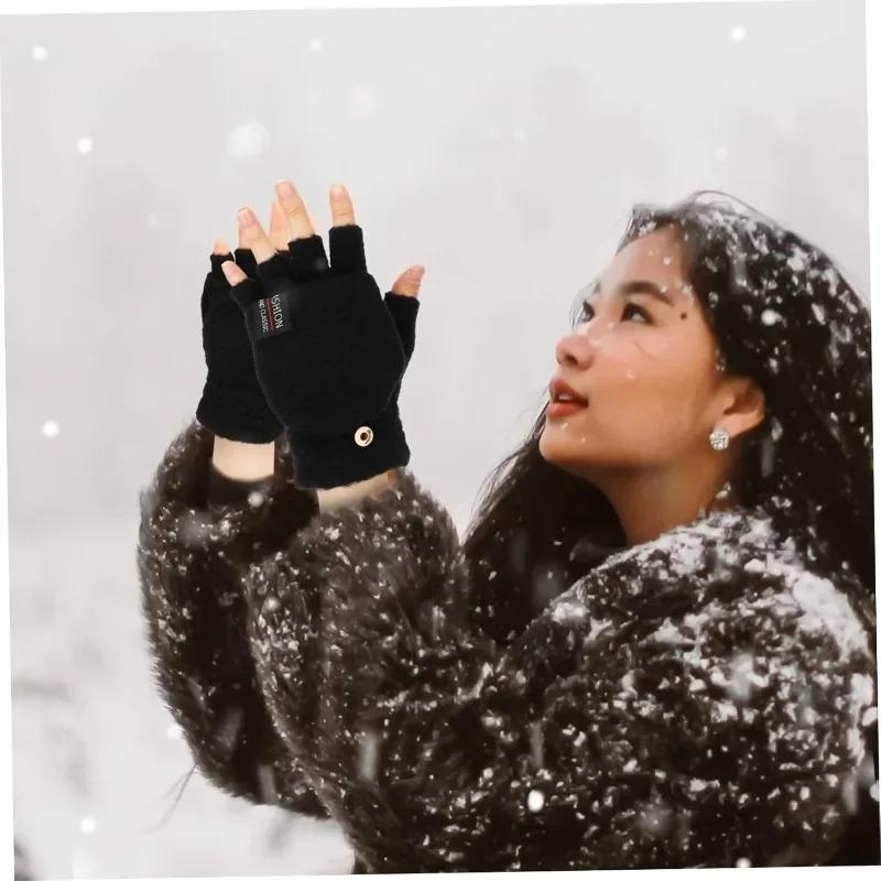 Half Finger Full Finger Gloves USB Heated Double Sided Heating 1 Pair Convertible Mittens for Outdoor School Hand Warmer