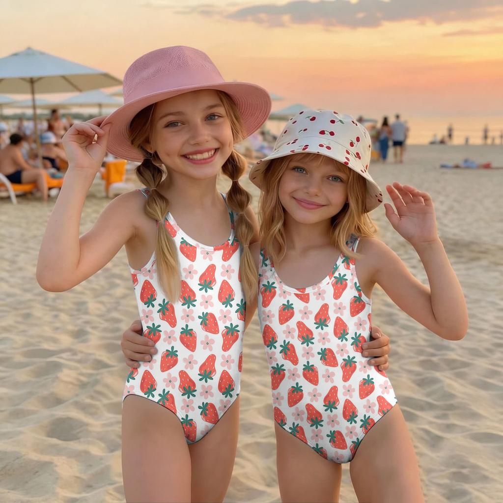 Girls One Piece Swimsuit Summer Kids Fruit Print Swimwear Toddler Bathing Suit Children Casual Beachwear for Swimming Pool