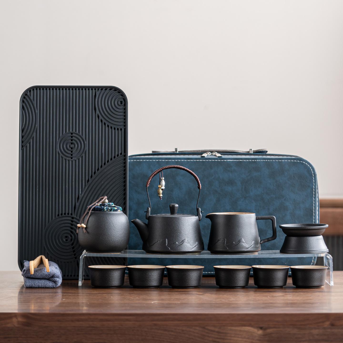 

Travel tea set Portable outdoor camping tea set Full set of teapots and cups A complete set of kung fu tea set