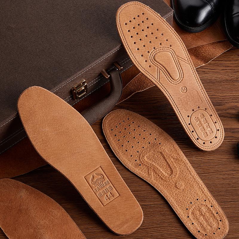 Eredeti Bőr Izzadságelvezető Légáteresztő Ütéscsillapító Vastagított Sporttalpbetétek Férfi és Női Cipőkhöz, Marhabőr és Sertésbőr.