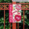 2D Flat, 1pc Vintage Metal Wall Art Sign "Welcome Happy Mother's Day" - 8*12 Inch Aluminium Rustic Home Porch Decor, Entryway Wall Art, Sweet Gift