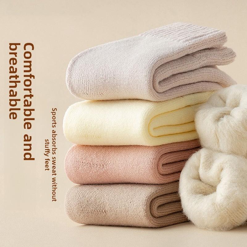 5 Pairs of Women's Autumn and Winter Fleece Thickened Warm Circle Wool Stockings
