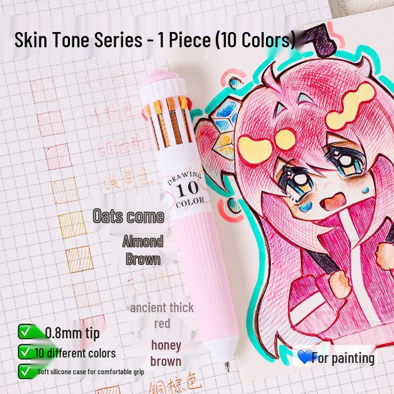 10-Color Stackable Ballpoint Pen Set – Press-Type, Multi-Functional Pens for Drawing & Journaling for Elementary Students