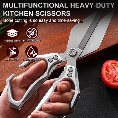 Stainless Steel Kitchen Shear Comfortable Grip Multifunctional Heavy-Duty Kitchen Shears Sharp Meat Scissors for Food Turkey