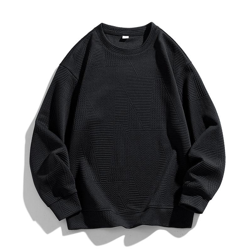 

Весна и осень свободная мужская толстовка с круглым вырезом жаккардовая мужская толстовка с круглым вырезом пуловер с капюшоном модная повседневная мужская одежда M чёрный
