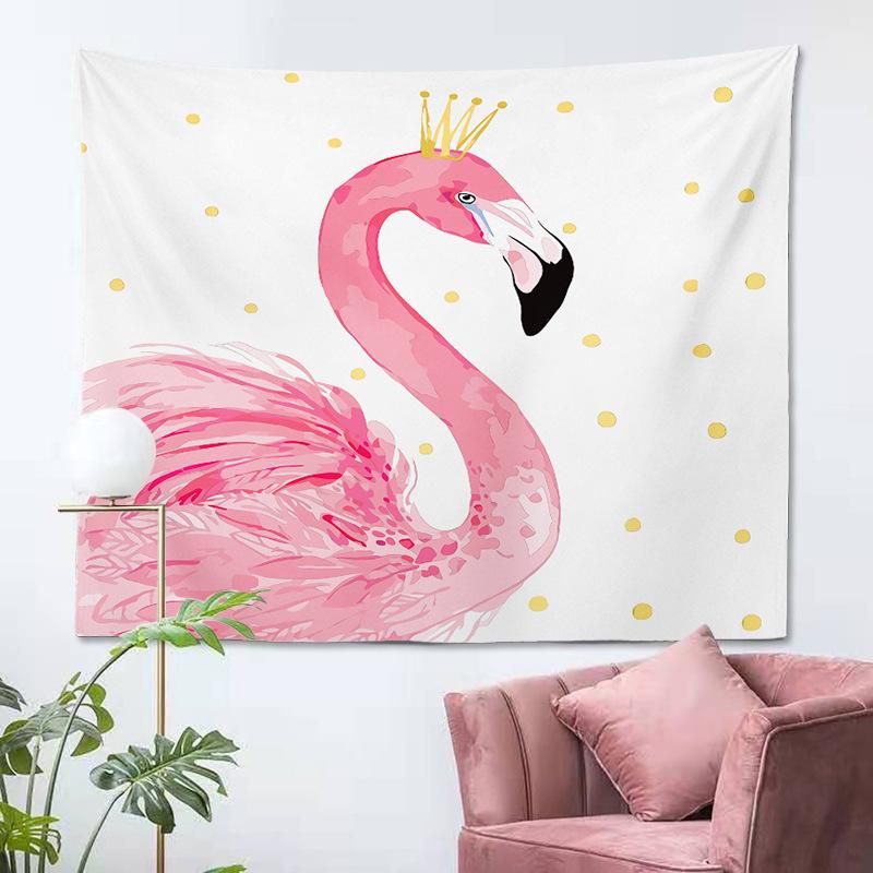 Pink Flamingo Tapestry Wall Background Cloth Sofa Decoration Wild Animals Hanging Tapestry for Bedroom Home Living Room Decor