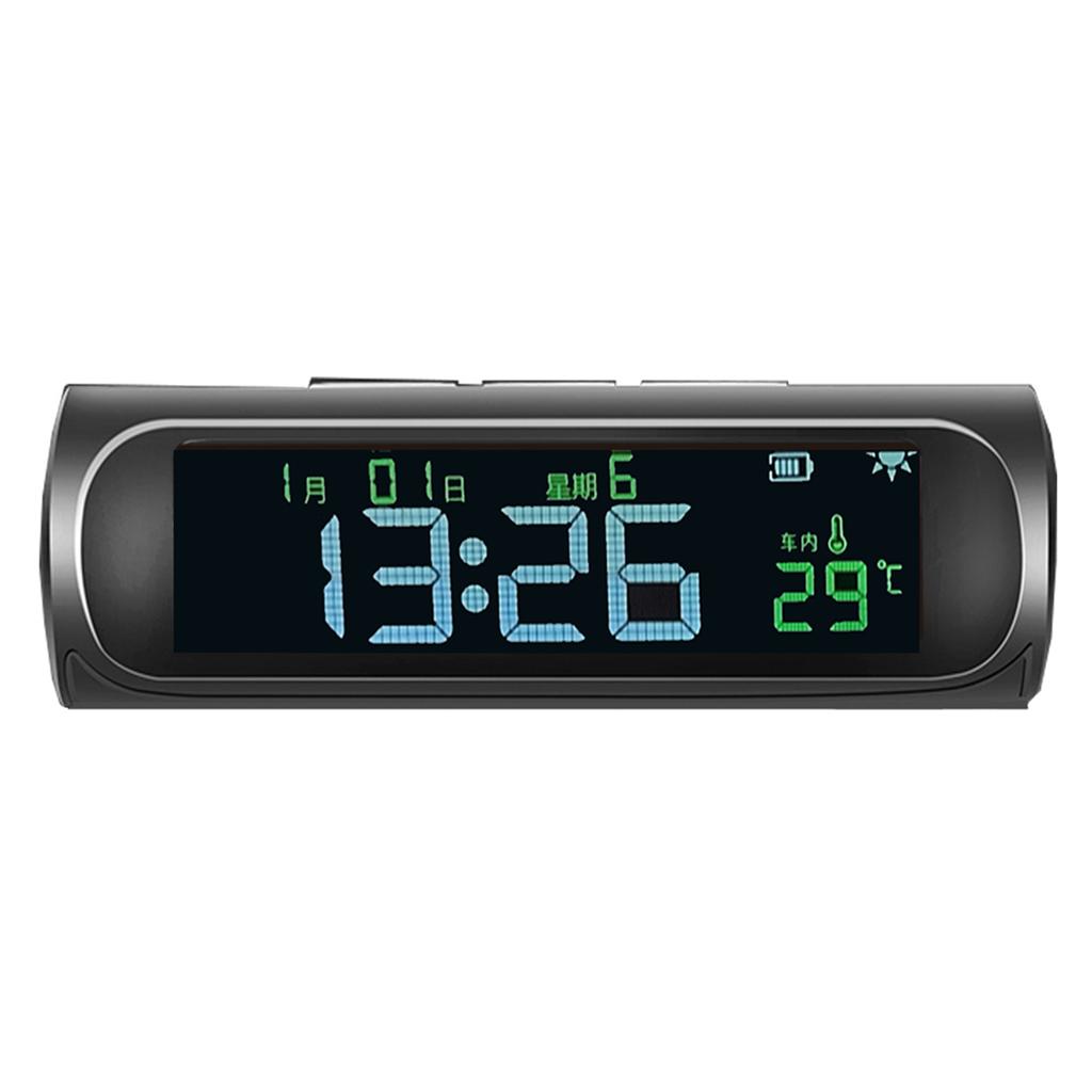 Solar/USB Car Clock with Time/Date/Temperature Display Car Dashboard Digital Clock for Truck Office Home and Outdoor Camping