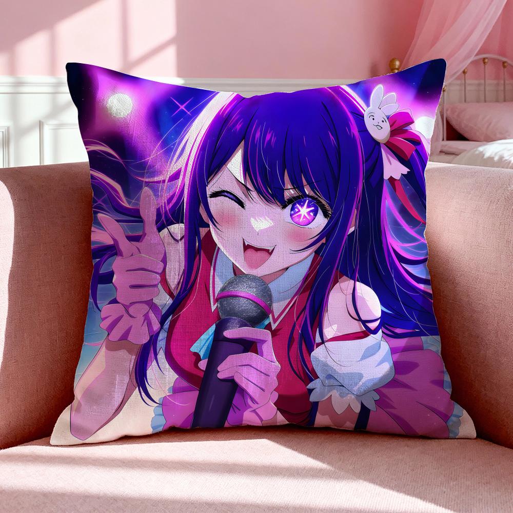 Anime O-Oshi No Ko Cushion Cover Breathable Linen Pillowcase Summer Odorless Eco-Friendly Invisible Zipper Washable