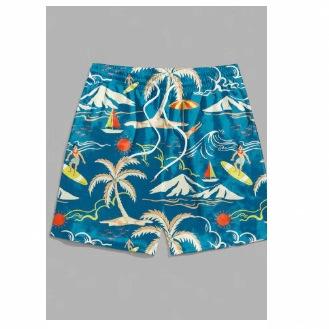 Men's Shorts 3D Hawaiian Plant Bath Swimsuit, Quick Dry Beach Hawaiian Men's Fashion Shorts