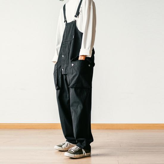Herren Jumpsuit Mehrere Taschen Einfarbige Tasche Locker Bequem Verkleidung Übergroß Vintage