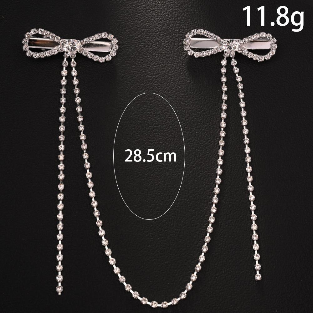 Premium Bow Pendant Hair Chain Niche Simple Rhinestone Tassel Hairpin Headgear Women'S Headdress