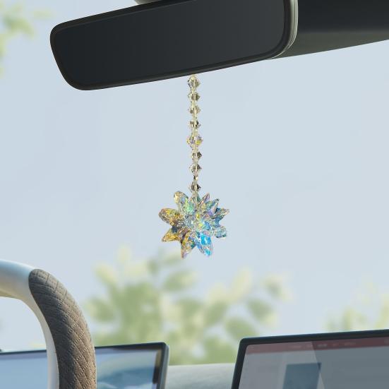 Schneeflocke Faux Kristall Sonnenfänger Dekoration Innen Außen Zuhause Büro Garten Fenster Auto Rückspiegel Hängeornament Anhänger