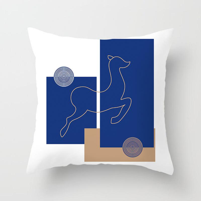 

New Ins Nordic-style Pillowcase Geometric Abstract Art Figure Blue Pillow Cushion Cover 45 * 45Cm (without pillow core)