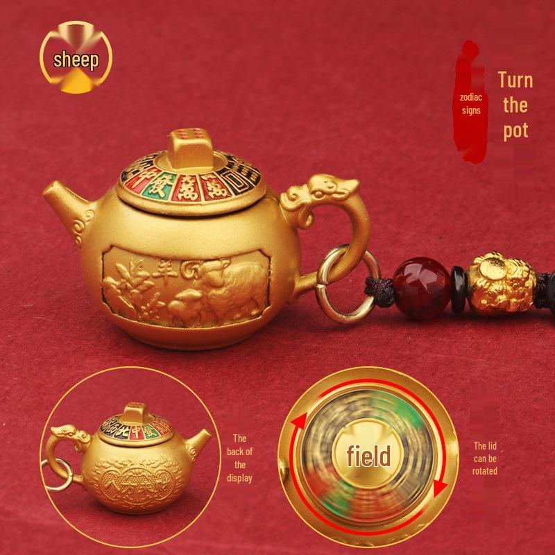 Creative Zodiac Animal Mahjong Spinning Keychain – Men s Kettle Handle Key Hanger