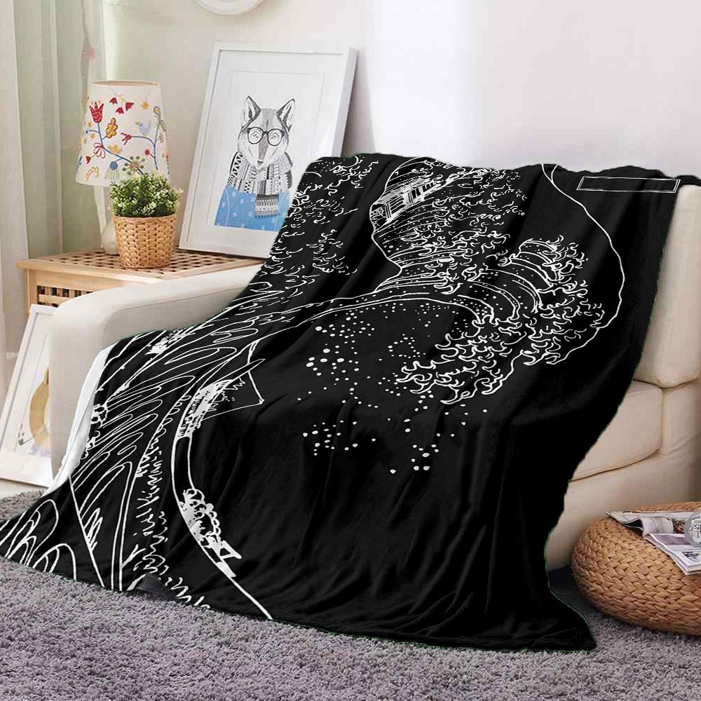 Ocean Wave Flannel Blanket Throw Blanket Soft Warm Sofa Bed Camping home Decor Unique Christmas Gift C926830