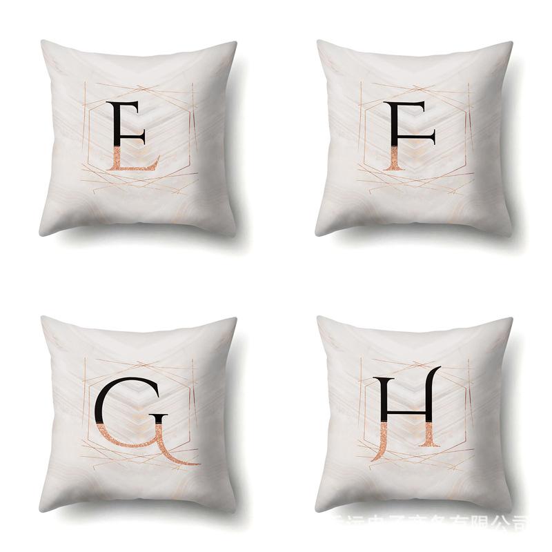 Polyester Pillow Case Black Gold Watercolor Home Furnishing 26 English Letters Printed Waist Cushion Sofa Pillow Case