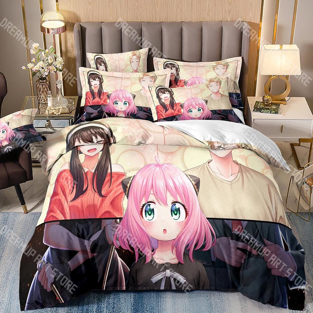 Fashion Anime SPY FAMILY Anya Bedding Set Single Twin Full Queen King Size Bed Set Kids Bedroom Duvetcover Sets Bed Sheet Set