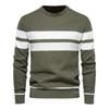 Men’s Euro Fit Striped Colorblock Crew Neck Pullover Sweater