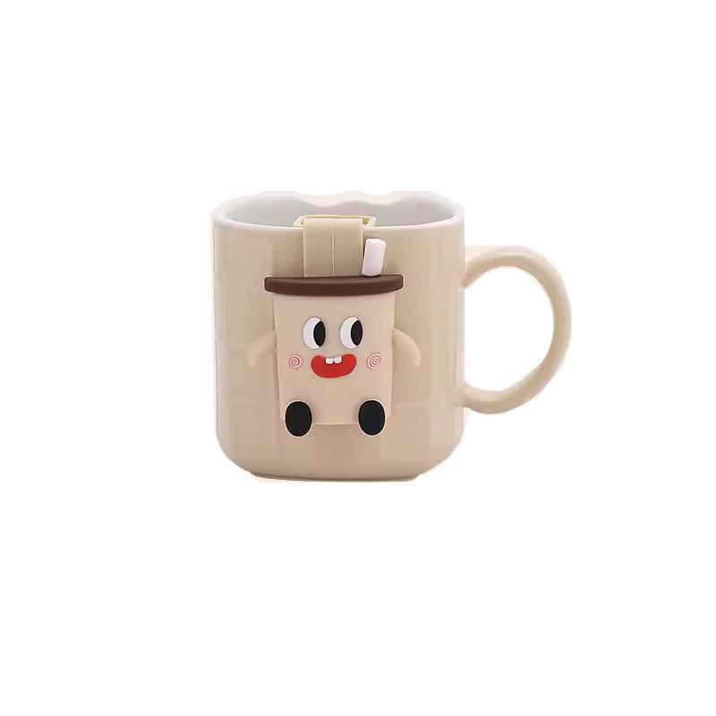 Keramiktasse mit Teesieb, hohes Erscheinungsbild, einfache Teetasse, kleine und exquisite süße Kaffeetasse im Cartoon-Stil für den Haushalt