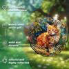 2D Orange Cat Kinetic Wind Spinner - Metal Hanging Sculpture Art Decor for Garden, Patio, and Balcony, No Electricity or Battery Needed