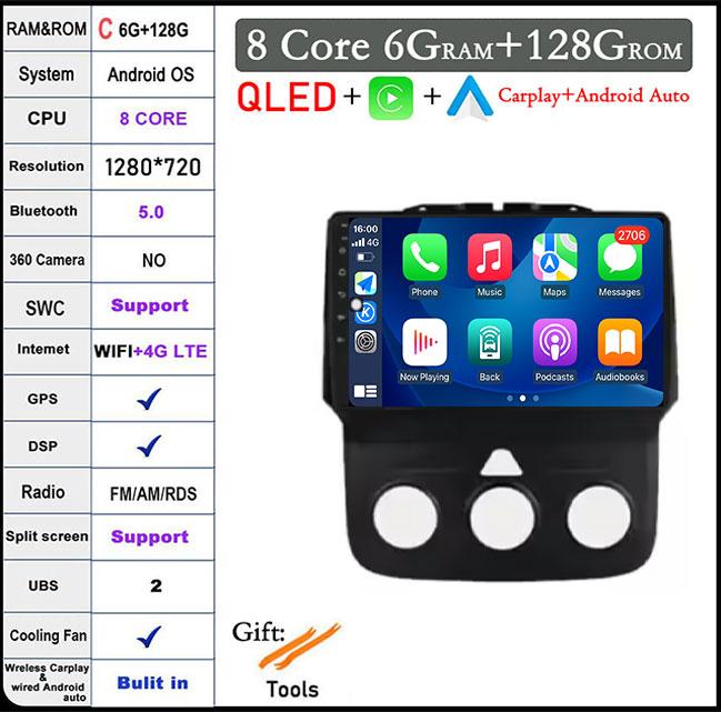 Wireless CarPlay Android 14 Radio For Dodge RAN 1500 2500 3500 2013-2018 GPS Navigation Stereo Car Intelligent Systems 4G WIFI