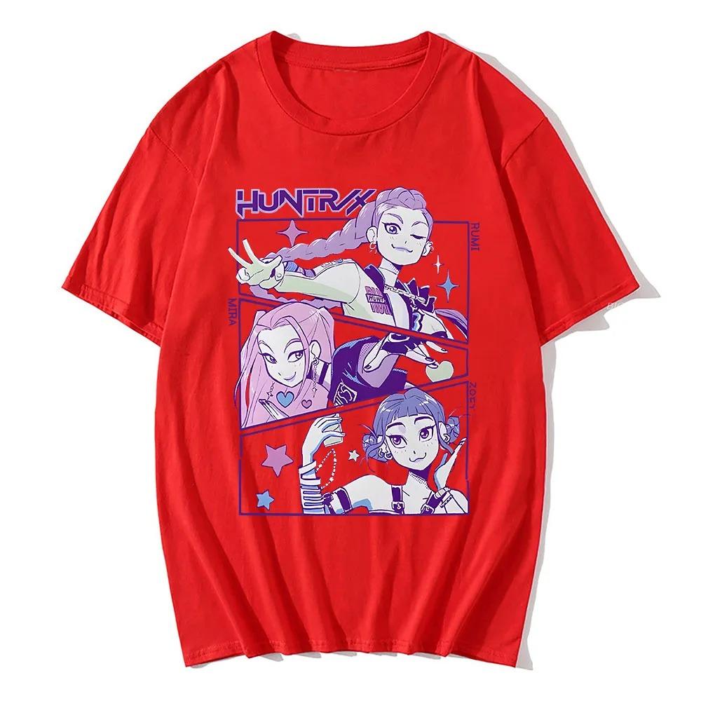Trend Loose Tops Unisex Street Hip Hop Fashion Casual T-Shirt Anime K-Pop Demon Hunters Tees Harajuku O-neck Casual Shirt Gift