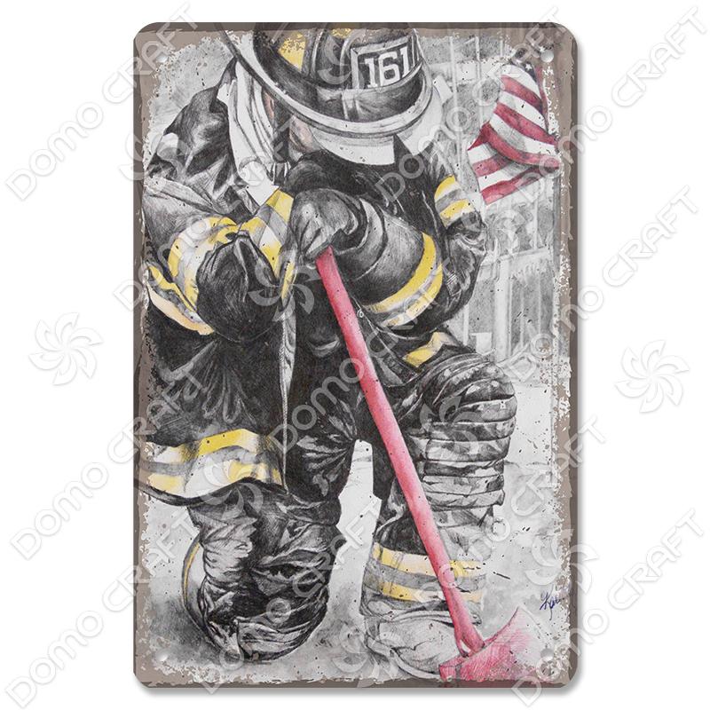 Vintage Fireman Tin Sign Metal Plate Classic Firefighter Movie Metal Poster Wall Decor for Garage Club Hotel Home