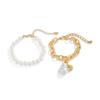 Salircon Fashion Baroque Imitation Pearl Bead Pendant Bracelet Women Exquisite Handmade Metal Bangle Bridal Wedding Jewelry Gift