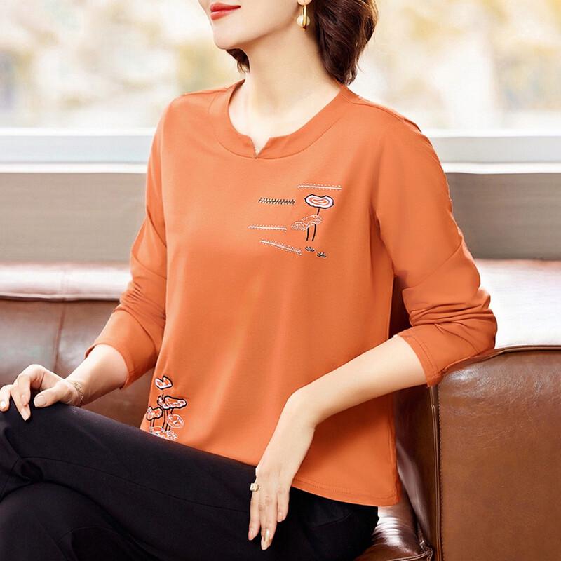 SIFONE Women s Casual Embroidered Long Sleeve T-Shirt 4XL