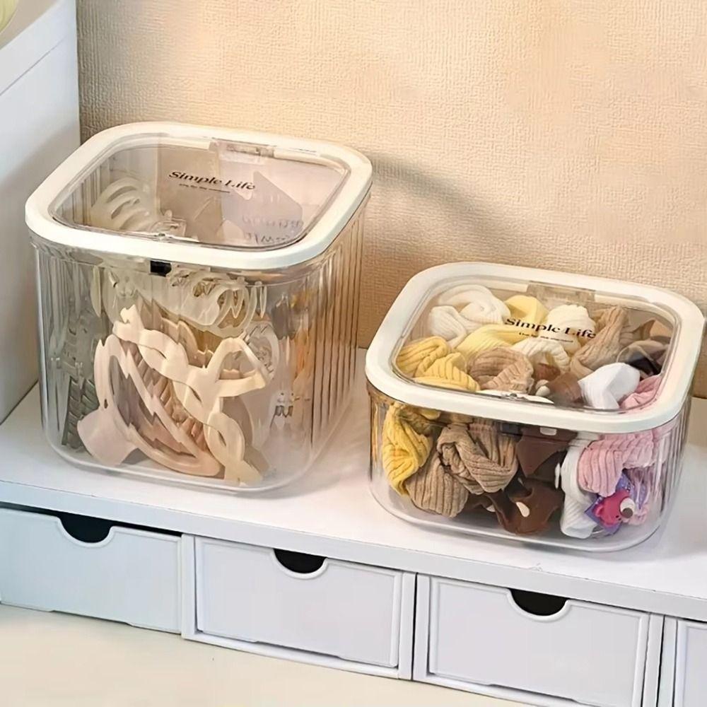 1Pcs Clear Hair Accessories Organizer Small Large Multifunctional Desktop Storage Box Acrylic Pop-up Hair Tie Organizer