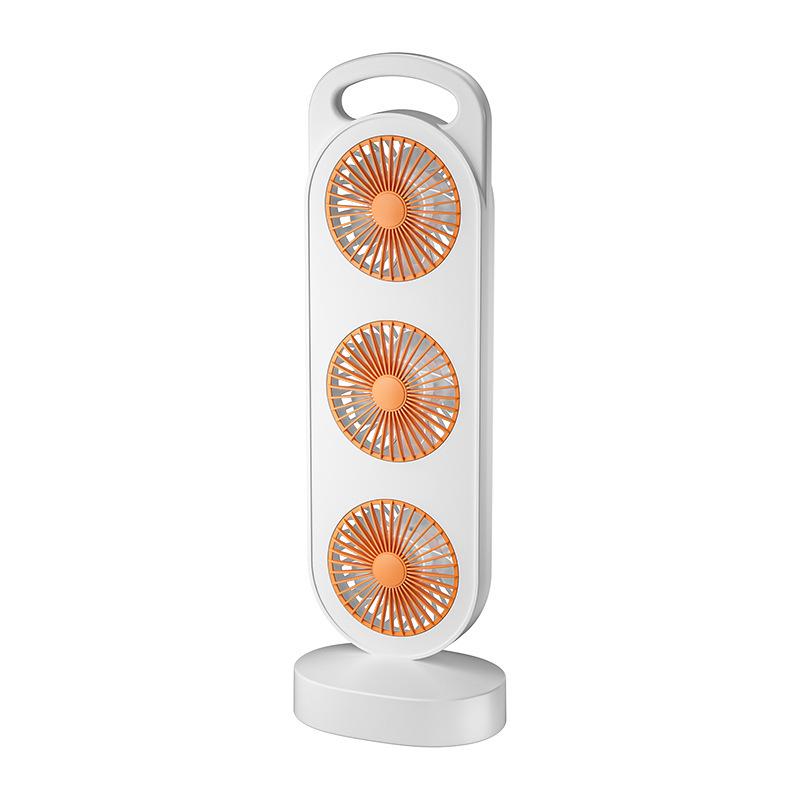 Three-Head USB Desktop Fan: High-Power Portable Table Fan for Home and Outdoor Use