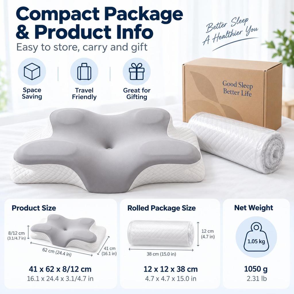 Ergonomisches Nackenkissen, Orthopädisches Bettkissen aus Memory-Schaum