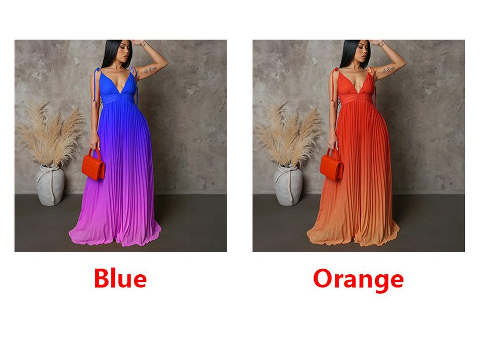 2025 Summer Gradient Strappy Backless Long Dress
