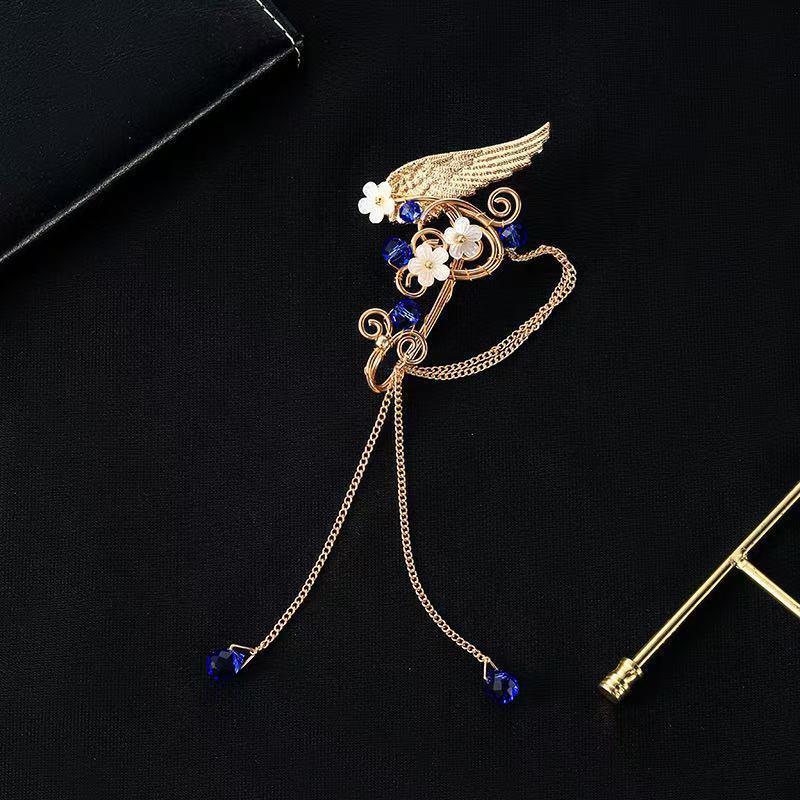 Left Ear Right Ear Sweet Alloy Elf Ear Clip Elf Ear Crystal Long Tassel Earrings Charm No Piercing Wings Ear Cuff Girls