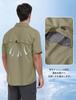 MoFiz Short Sleeve Outdoor Mesh Military for Everyday Casual and Summer Green 3XL Men's Open-Collar Shirt, Breathable, UPF50+, Quick-Drying, Lining,