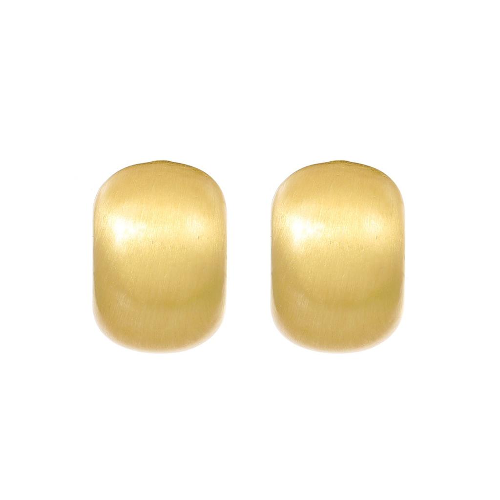 Matte Brushed Curved Oval Stud Earrings Minimalist Solid Smooth Block Shape Temperament Daily Ear Jewelry for Women