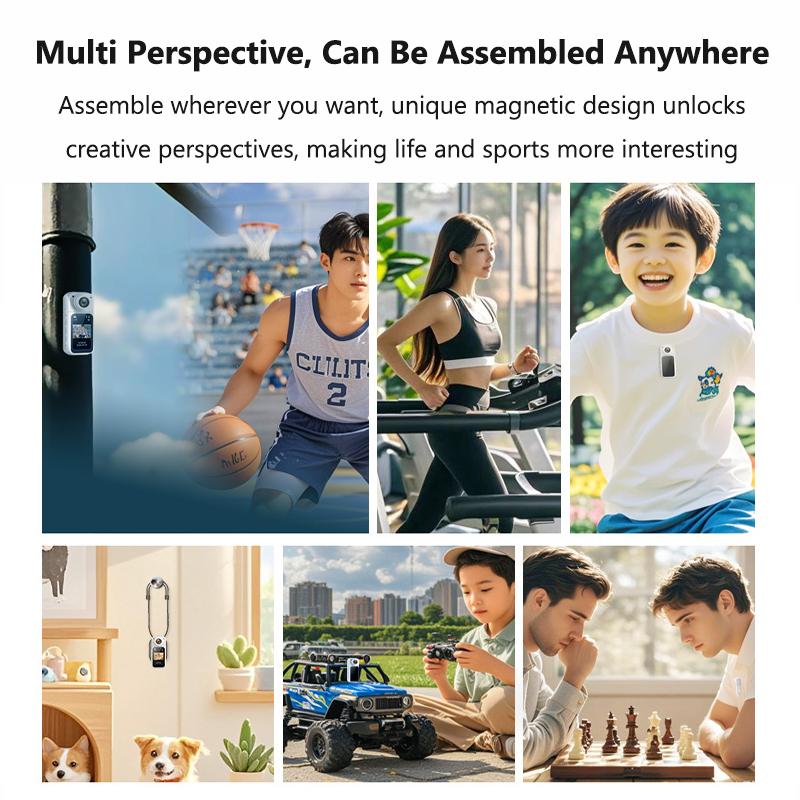 2.7K Thumb Camera 1.47 Inch HD Screen 180° Rotate Sports Cycling Recorder Magnetic Attraction Outdoor Pocket Action Camcorder