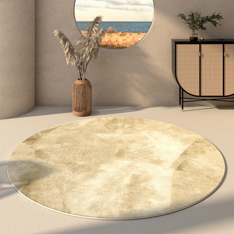 Round Faux Cashmere Wabi-Sabi Rug for Living Room, Bedroom, or Office