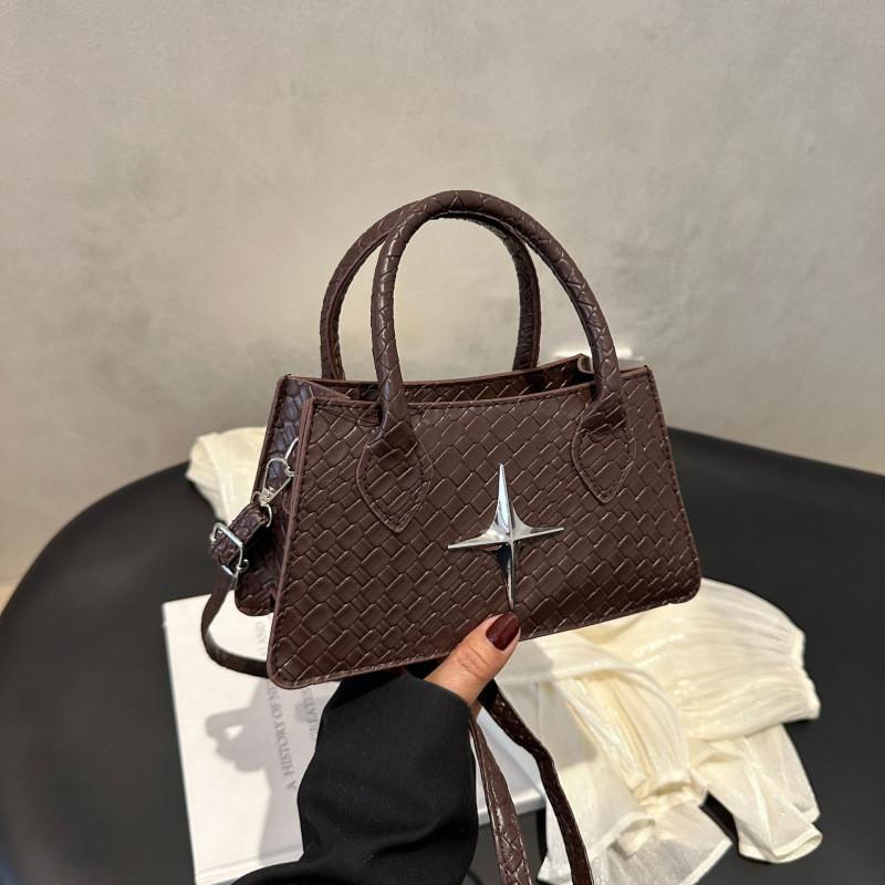 Crossbody Shoulder Retro Bag With Star Decoration And Woven Pattern For Daily