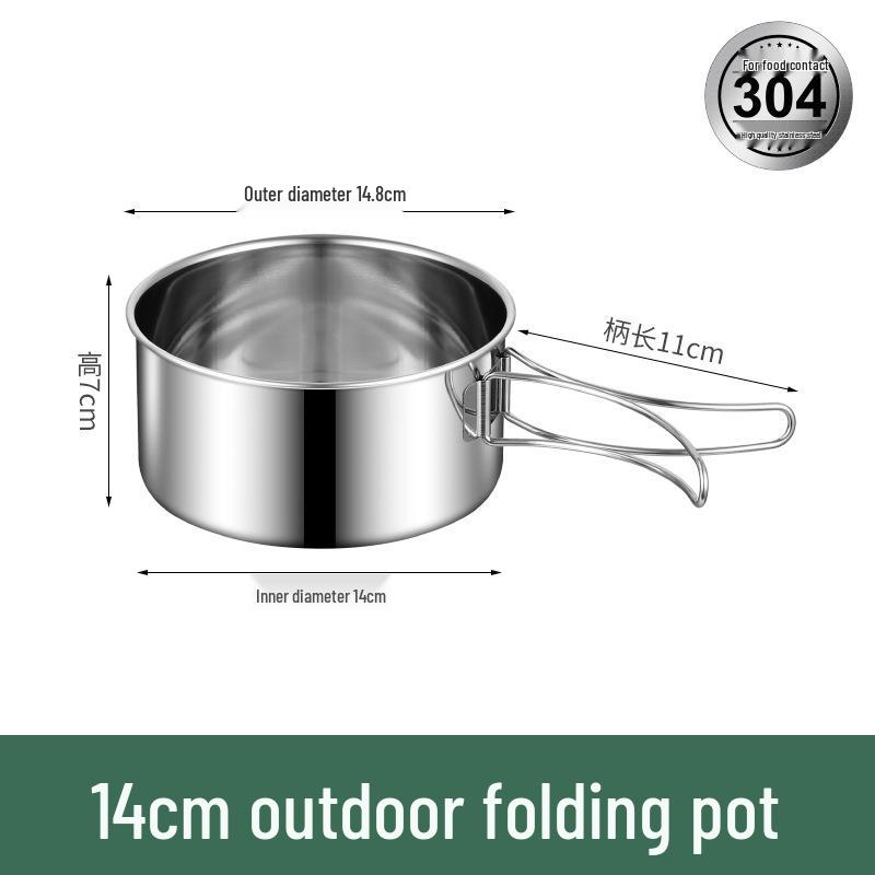 Yuedes Outdoor Cookware: 304 Stainless Steel Camping Folding Tableware Set