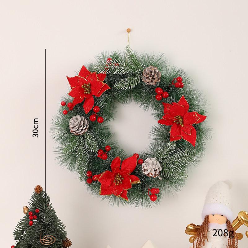 LED Christmas Wreath with PVC Pine Cones – Elegant Hanging Holiday Decoration for Windows