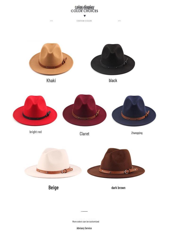 Unisex British Wool Felt Flat-Top Fedora Hat for Autumn/Winter