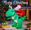7.87FT Inflatable Santa Ride Dinosaur Toy LED Light Festive Gift Xmas Yard Lawn Party Decoration Supplie Christmas Home Ornament
