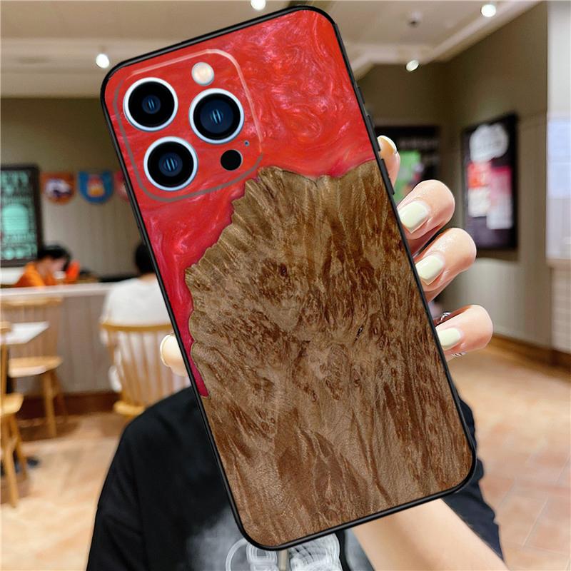 Traveler Protective Wood Resin Case For iPhone 17 15 14 13 12 11 16 Pro Max Mini Plus 16e 17 Air Bumper Cover Accessories