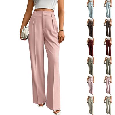 Women's Casual Business High,Waisted Loose Straight Wide,Leg Suit Pants