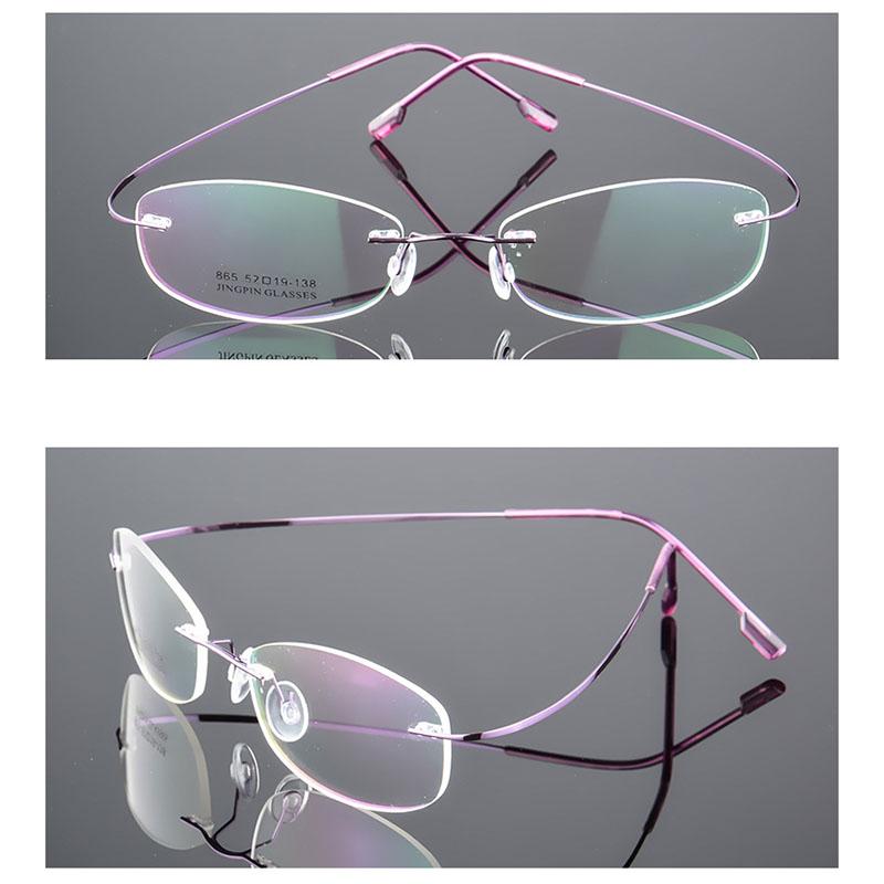 Anti Blue Light Titanium Alloy Framless Oval Myopia Glasses Women Rimless Prescription Lady Eyeglasses 0 -0.5 -0.75 To -6.0
