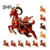 Holiday Party Hanging Decor Galloping Goat Ornament, 2D Flat Acrylic Pendant, New Year Lightweight Pendants Decoration for Christmas Tree, Mantel,